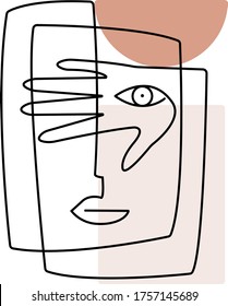 Abstract Woman Face Line Vector 