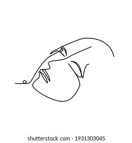 abstract woman face modern portrait with continuous line drawing style.  minimalist concept for fashion beauty, wall art and t-shirt