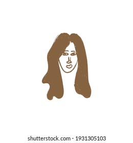 abstract woman face modern portrait with continuous line drawing style.  minimalist concept for fashion beauty, wall art and t-shirt