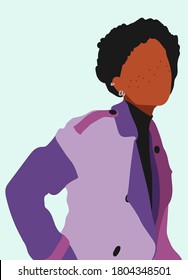 Abstract woman face in a modern trendy colors, minimalism art, vector illustration.