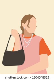 Abstract woman face in a modern trendy colors, minimalism art, vector illustration.