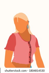 Abstract woman face in a modern trendy colors, minimalism art, vector illustration.