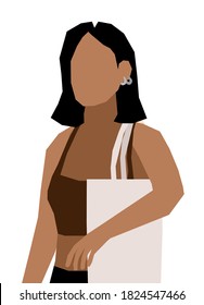 Abstract woman face in a modern trendy colors, minimalism art, vector illustration.