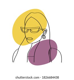 Abstract woman face in a modern trendy colors, minimalism art, vector illustration.