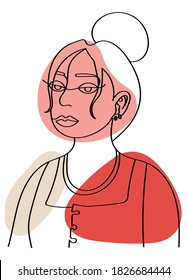 Abstract woman face in a modern trendy colors, minimalism art, vector illustration.