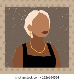 Abstract woman face in a modern trendy colors, minimalism art, vector illustration.