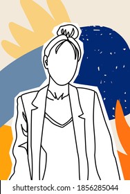 Abstract woman face in a modern trendy colors, minimalism art