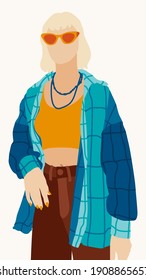 Abstract woman face in a modern trendy colors, minimalism art