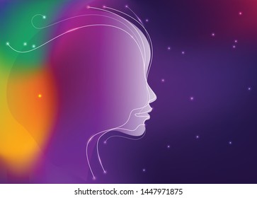Abstract woman face on colorful