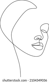 
Abstract woman face one line drawing. Modern continuous line art. Women line art. Beauty salon logo. Coloring book. Botanical print. Nature symbol of cosmetics. Fashion logo.
