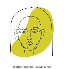 Abstract Woman face one line drawing. Minimalistic abstract female portrait continuous linear simple style