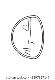 Abstract woman face portrait in the cubist style. Female profile line drawing logo vector illustration.	
