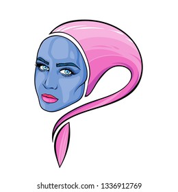 Abstract woman face, soul of woman, vector illustration isolated on white background