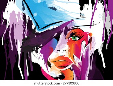 Abstract woman face. Vector illustration