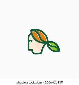 Abstract woman face vector suitable for beauty nutrition products. Eco friendly sign.