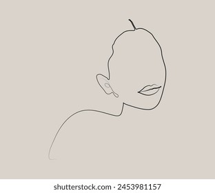 Abstract woman faces portrait in one line minimalist style. feminine wall print. body art poster. modern feminine sketch template in pastel color.