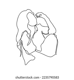 Abstract Woman, female Face Continuous One Line Vector Drawing. Modern Minimalist Simple Linear Style. Beauty Fashion Design