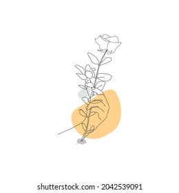 Abstract Woman Hands Flower Leaf Line Art