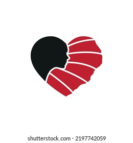 Abstract woman and heart symbol, omnipresent transportation and community concept design, creative center. A set of icons, templates and logos for beauty to reach the whole world.