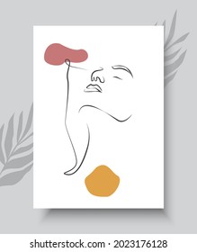 Abstract woman line art. Abstract hand drawn vector illustration. Abstract art design for print, home decor, cover, wallpaper, Minimal and natural wall art posters