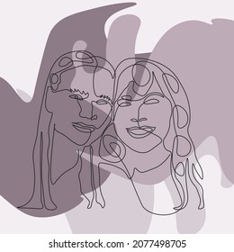  Abstract woman line vector portraits. 