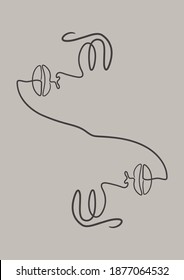 Abstract woman and man one line faces in minimalist style. Ethnic contour-drawing art poster. Hand-drawn endless line print illustration.