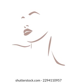 Abstract Woman Outline  Woman Poster  Woman Silhouette  Face Outline  Makeup Logo  Lips Logo  Woman's Face  Female Gaze  Female Face  Vector Illustration Background
