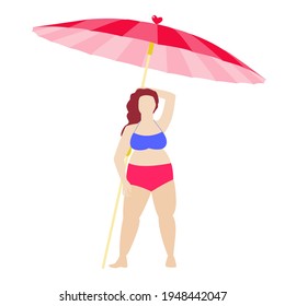 abstract woman in pink swimsuit with umbrella. silhouette of a woman. outline of a beach woman.