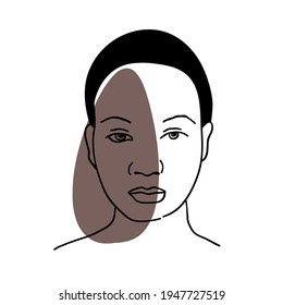 Abstract woman portrait. Afro american black skin girl. Vector illustration.