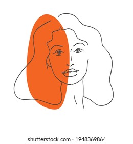 Abstract woman portrait. Afro american black skin girl. Vector illustration.