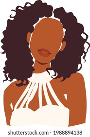 Abstract woman portrait. Afro american black skin girl. Fashion illustration.