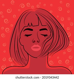 Abstract woman portrait. Afro american black skin girl. Fashion illustration
