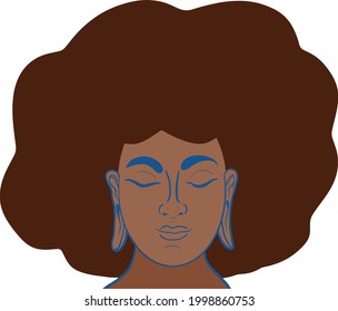 Abstract woman portrait. Afro  black skin girl. Fashion illustration.