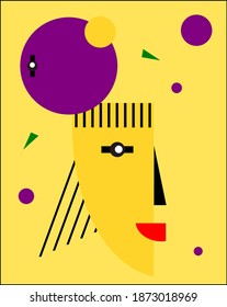 Abstract woman portrait in contemporary style. Colorful geometric face, modern vector illustration.