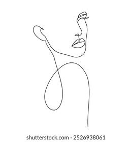 Retrato de mujer Abstractas Dibujo continuo de una línea. Silueta femenina Dibujo de una línea. Estilo minimalista de la Ilustración vectorial. para el diseño moderno: Impresiones, arte de la pared, carteles, redes sociales.	