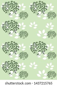 abstract woman portrait, forest pattern