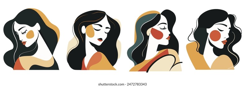 Abstract Woman Portrait, Ideal for Modern and Artistic Themes - Flat Vector Illustration