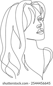 Abstract Woman Portrait Line Art Drawing. Female Silhouette One Line Drawing. Vector illustration  hand drawn without artificial intelligence