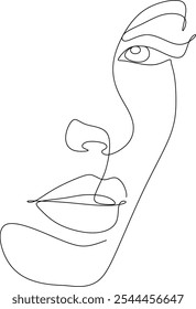 Abstract Woman Portrait Line Art Drawing. Female Silhouette One Line Drawing. Vector illustration  hand drawn without artificial intelligence