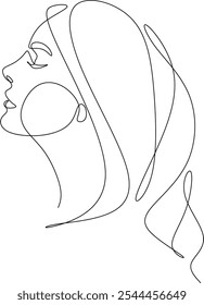 Desenho de arte de linha de retrato de mulher abstrata. Silhueta Feminina Um Desenho De Linha. Mão desenhada com ilustração vetorial sem inteligência artificial