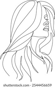 Abstract Woman Portrait Line Art Drawing. Female Silhouette One Line Drawing. Vector illustration  hand drawn without artificial intelligence