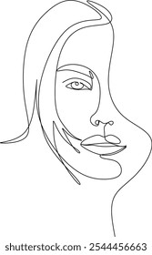 Abstract Woman Portrait Line Art Drawing. Female Silhouette One Line Drawing. Vector illustration  hand drawn without artificial intelligence