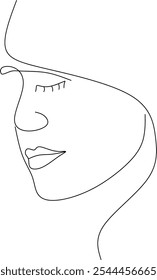 Abstract Woman Portrait Line Art Drawing. Female Silhouette One Line Drawing. Vector illustration  hand drawn without artificial intelligence