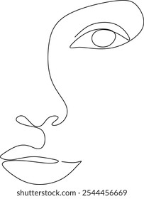 Abstract Woman Portrait Line Art Drawing. Female Silhouette One Line Drawing. Vector illustration  hand drawn without artificial intelligence