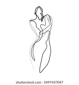 Abstract Woman Portrait One Line Drawing. Creative Contemporary Abstract Line Drawing. Beauty Fashion Female Silhouette. Vector Minimalist Design for Wall Art, Print, Card, Poster.