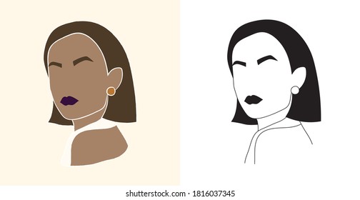 abstract woman portraits. Digital Fashion illustration for social media post, Background cover, wallpaper.