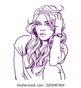 Abstract of woman posing vector for card, illustration, background
