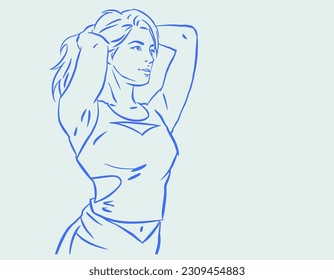 Abstract of woman posing vector for card, decoration, illustration