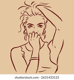 Abstract of a woman posing vector for illustration, card, decoration