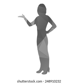 Abstract woman presenting something